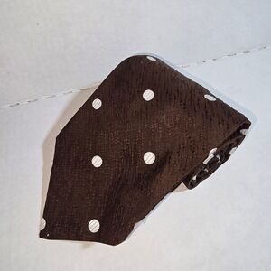 Vintage Brown with Silver/White Dots Villa DiOro‎ Made in Italy Neck Tie